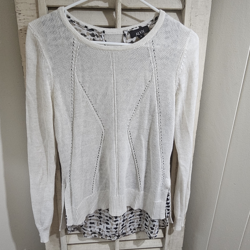 ALYX White Knit Sweater with Patterned Layer